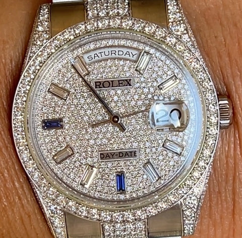 Rolex 36mm "Presidential" Day-Date 118239 Unisex Watch. Diamond Dial with Sapphire, Diamond Case, Diamond Lugs, Diamond Center Links and Diamond Bezel
