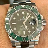 Rolex Submariner 40mm 116610LN Mens Stainless Steel Watch “Hulk” Customization Refinished Green Diamond Dial Factory Clone Green Ceramic Bezel Insert