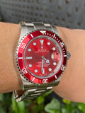 Rolex Submariner 40mm 116610 Mens Stainless Steel Watch Refinished Red Dial Custom Red Bezel Insert Mint Iron Man