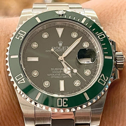 Rolex Submariner 40mm 116610LN Mens Stainless Steel Watch “Hulk” Customization Refinished Green Diamond Dial Factory Clone Green Ceramic Bezel Insert