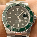 Rolex Submariner 40mm 116610LN Mens Stainless Steel Watch “Hulk” Customization Refinished Green Diamond Dial Factory Clone Green Ceramic Bezel Insert