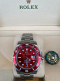 Rolex Submariner 40mm 116610 Mens Stainless Steel Watch Refinished Red Dial Custom Red Bezel Insert Mint Iron Man