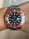 Rolex Seadweller 43mm Men's Stainless Steel Watch 126600.  Custom Red Ceramic Bezel Insert.