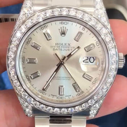 Rolex Datejust 41mm 116300 Mens Steel Watch Silver Diamond Dial