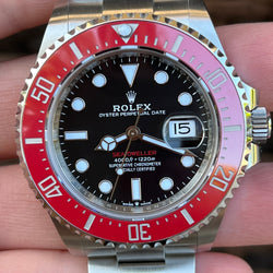 Rolex Seadweller 43mm Men's Stainless Steel Watch 126600.  Custom Red Ceramic Bezel Insert.