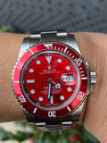 Rolex Submariner 40mm 116610 Mens Stainless Steel Watch Refinished Red Dial Custom Red Bezel Insert Mint Iron Man